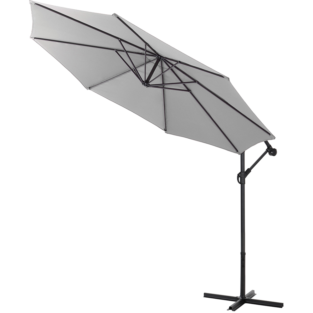 Living and Home Light Grey Cantilever Parasol with Cross Base 3m Image 3