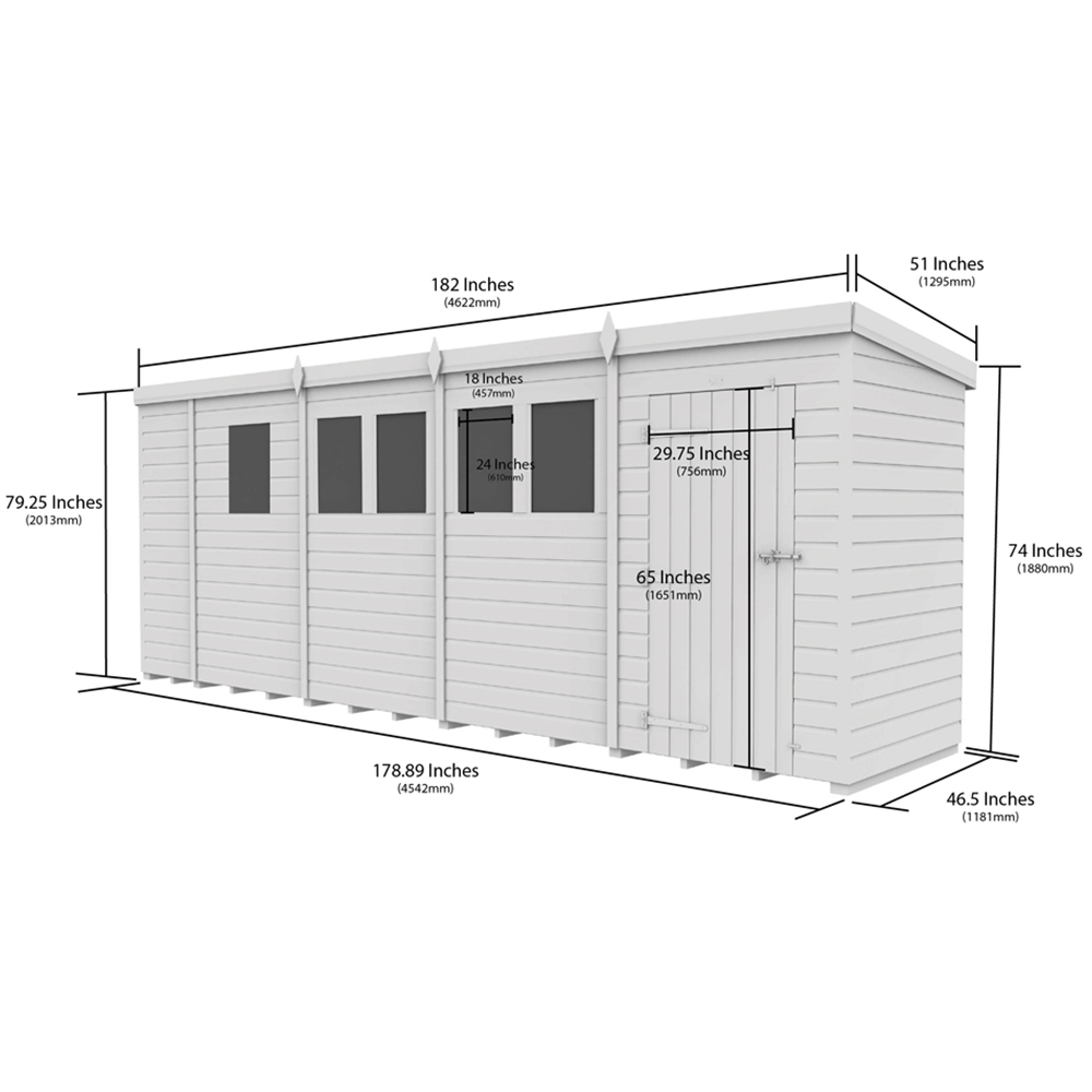 DIY Sheds 17 x 4ft Tongue and Groove Timber Pent Security Shed Image 8