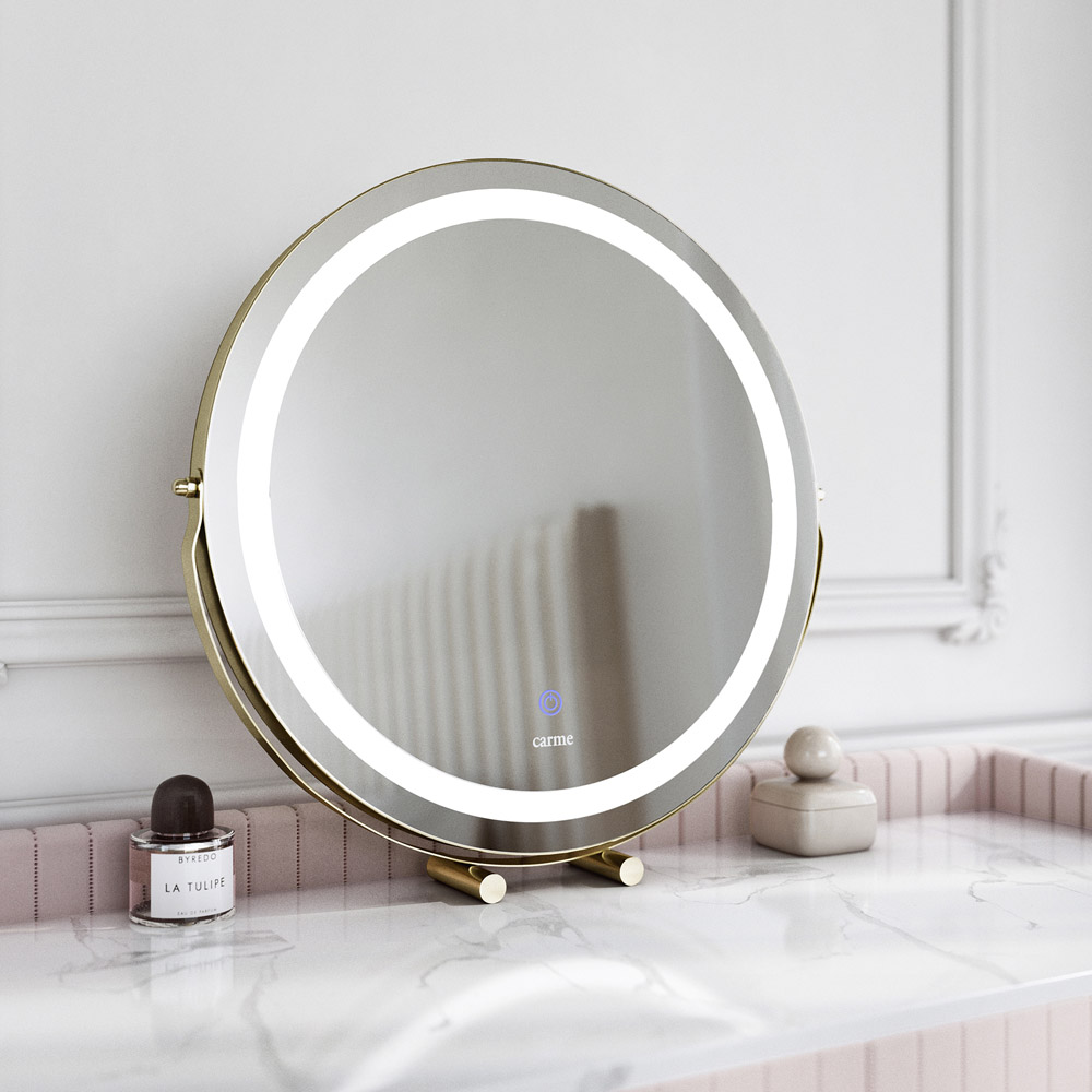 CARME Home Riley 3 Colour LED Gold Touch Sensor Light Mirror Image 3