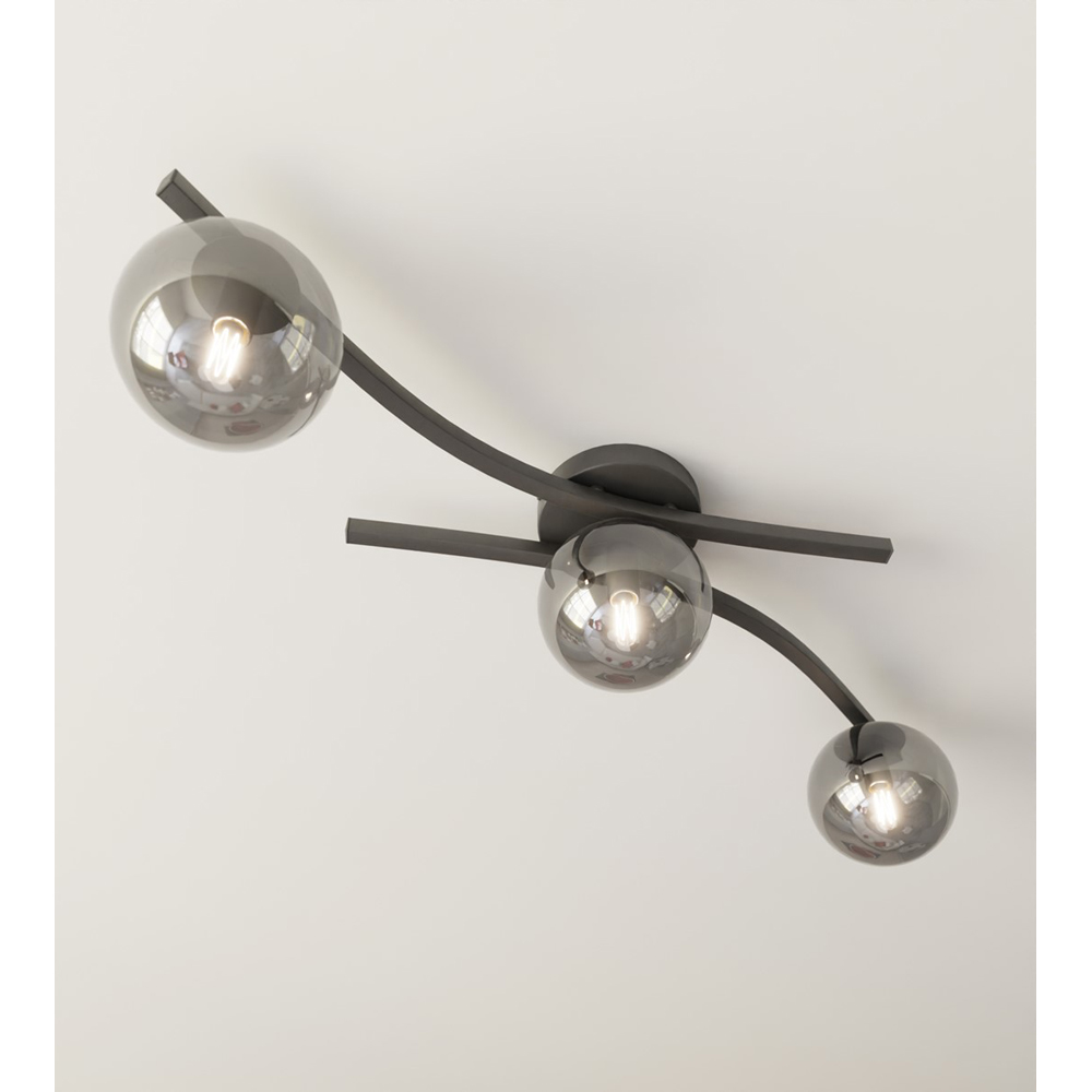 Emibig Opus 3 Light Graphite Shade Black E14 Ceiling Light Image 4