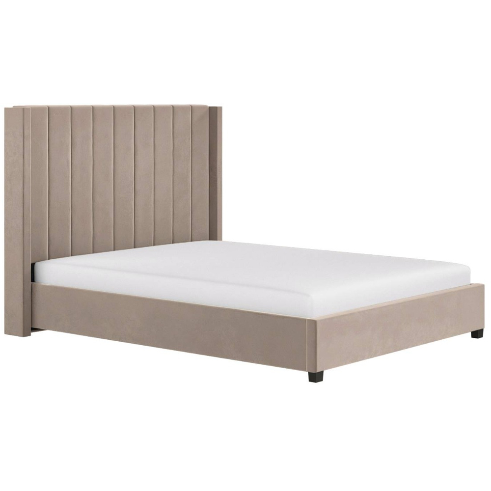 Flair Tiggy Double Beige Velvet Ottoman Bed with Winged Headboard Image 2