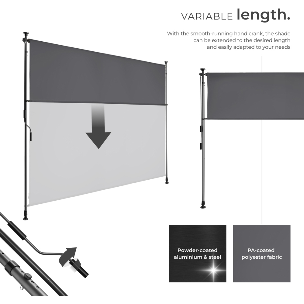 tectake Taija Dark Grey Retractable Awning with Hand Crank 3.1 x 2.08m Image 4