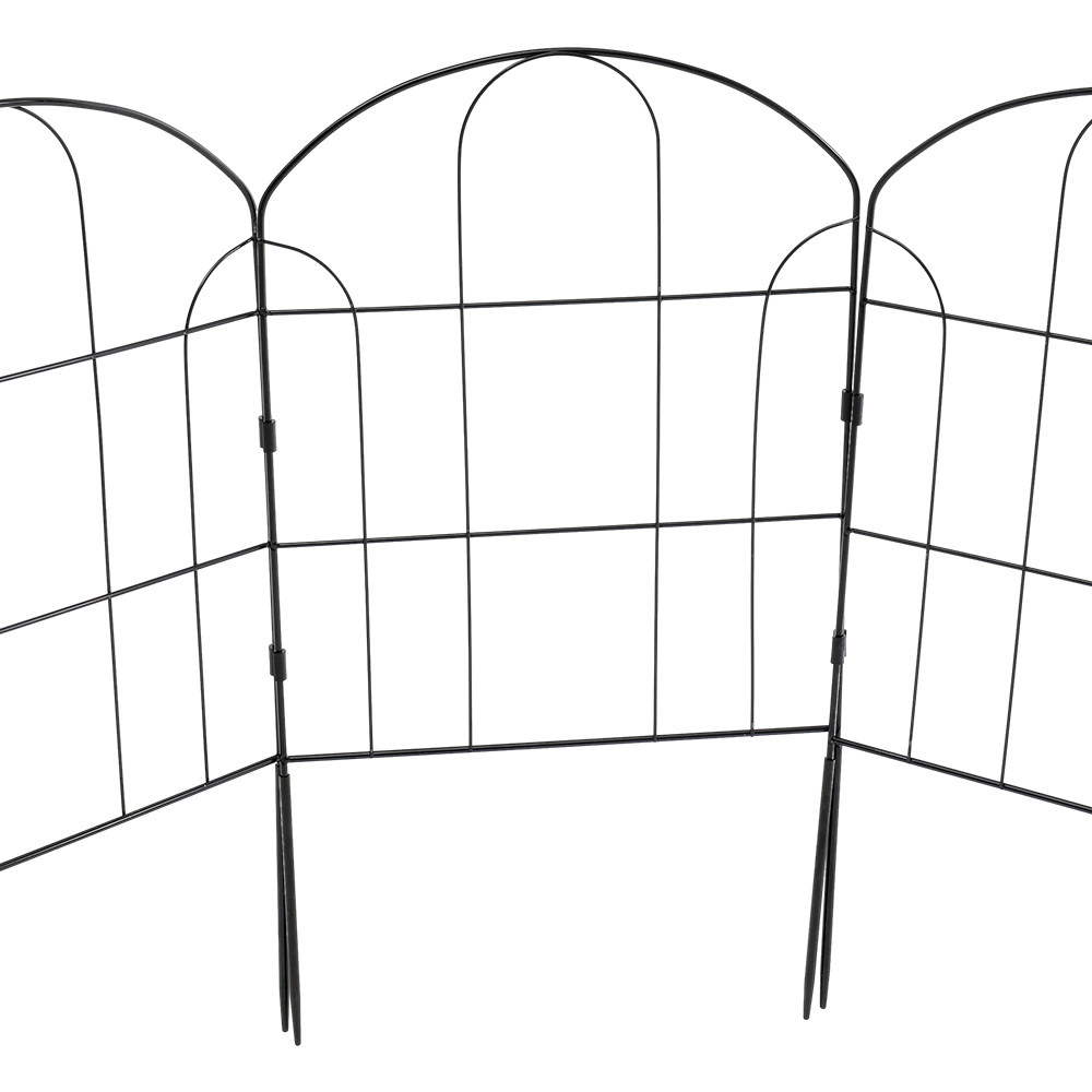 Living and Home Arched Top 2 x 1ft 10 Pack Black Metal Garden Fence Panel Image 6