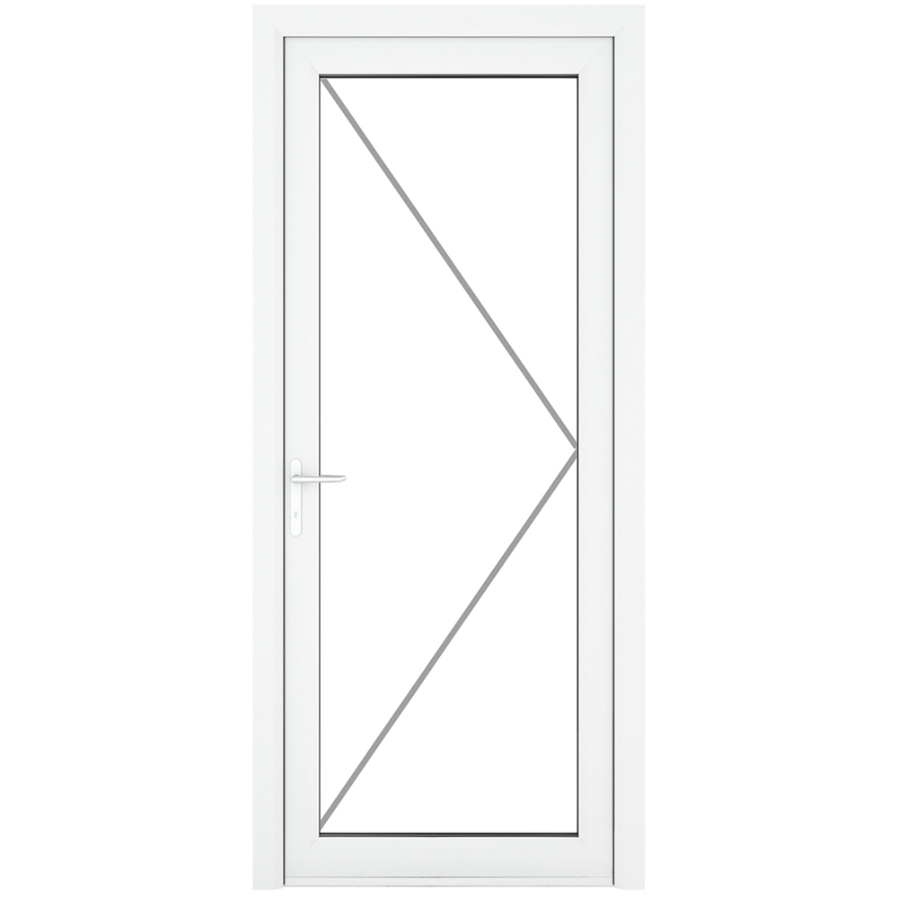 Crystal uPVC Triple Glazed Door Full Glass Right hand White Clear Glass 920x2090mm Image 2