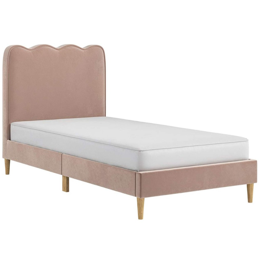 Flair Ellis Single Pink Velvet Cloud Headboard Bed Image 2