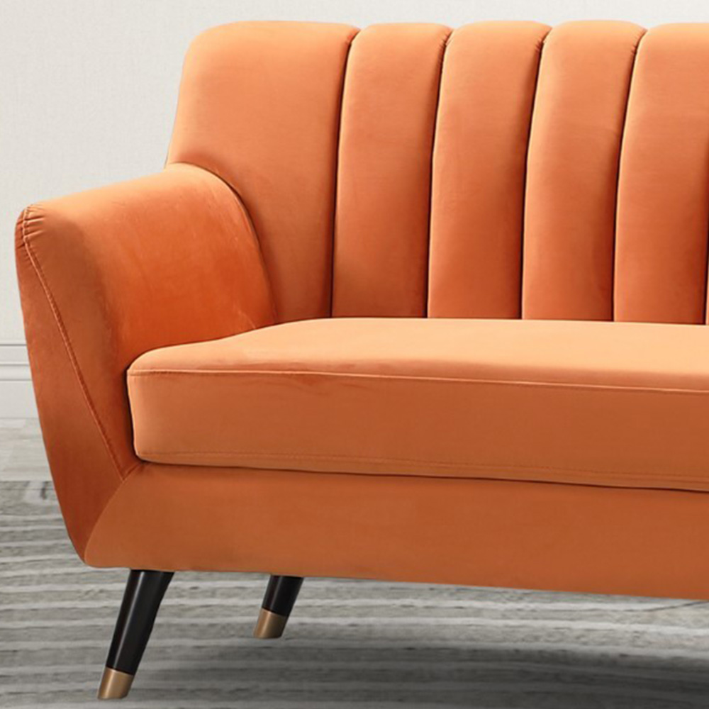 Morgan 3 Seater Orange Plush Velvet Sofa Image 2