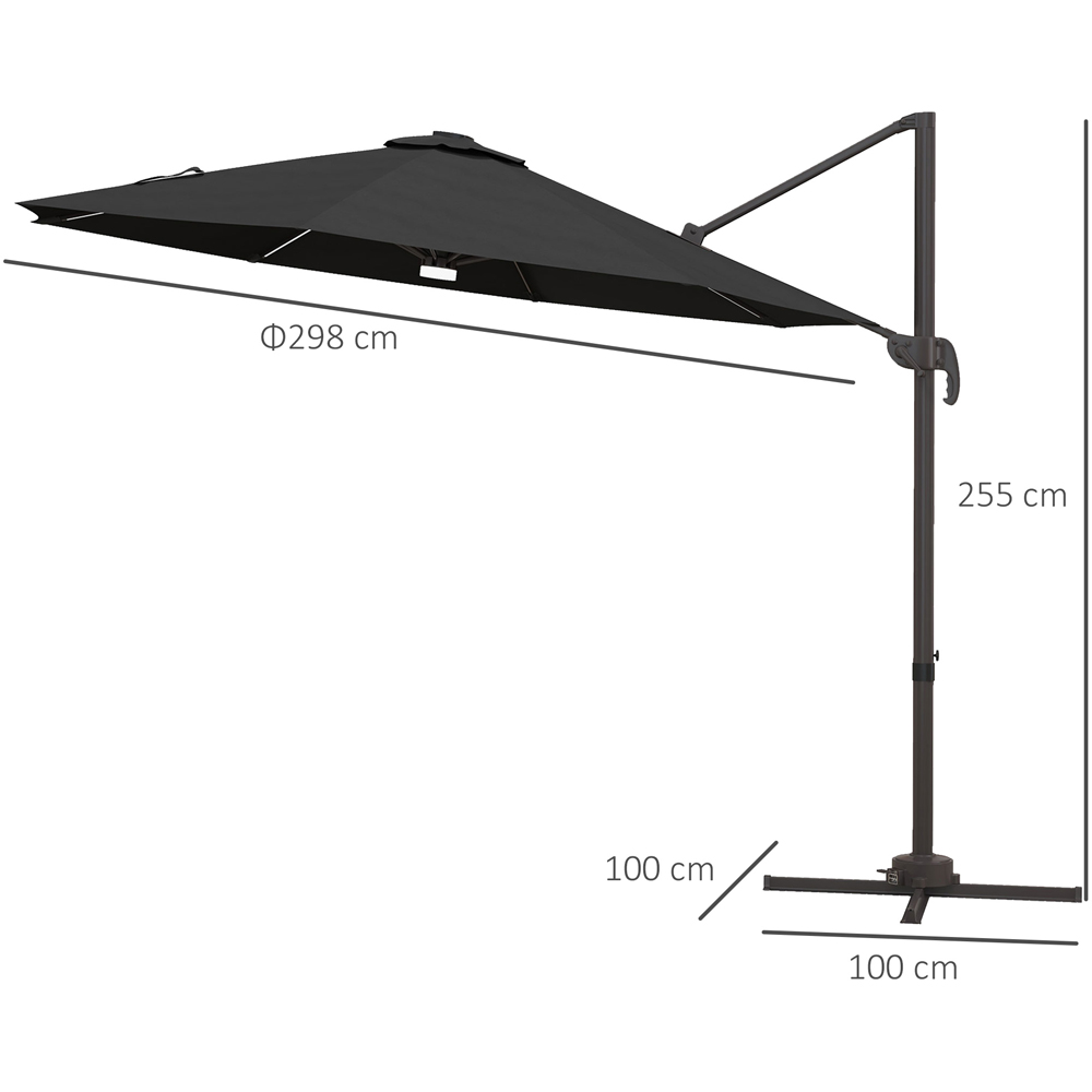 Outsunny Dark Grey Solar LED Cantilever Parasol 3m Image 8