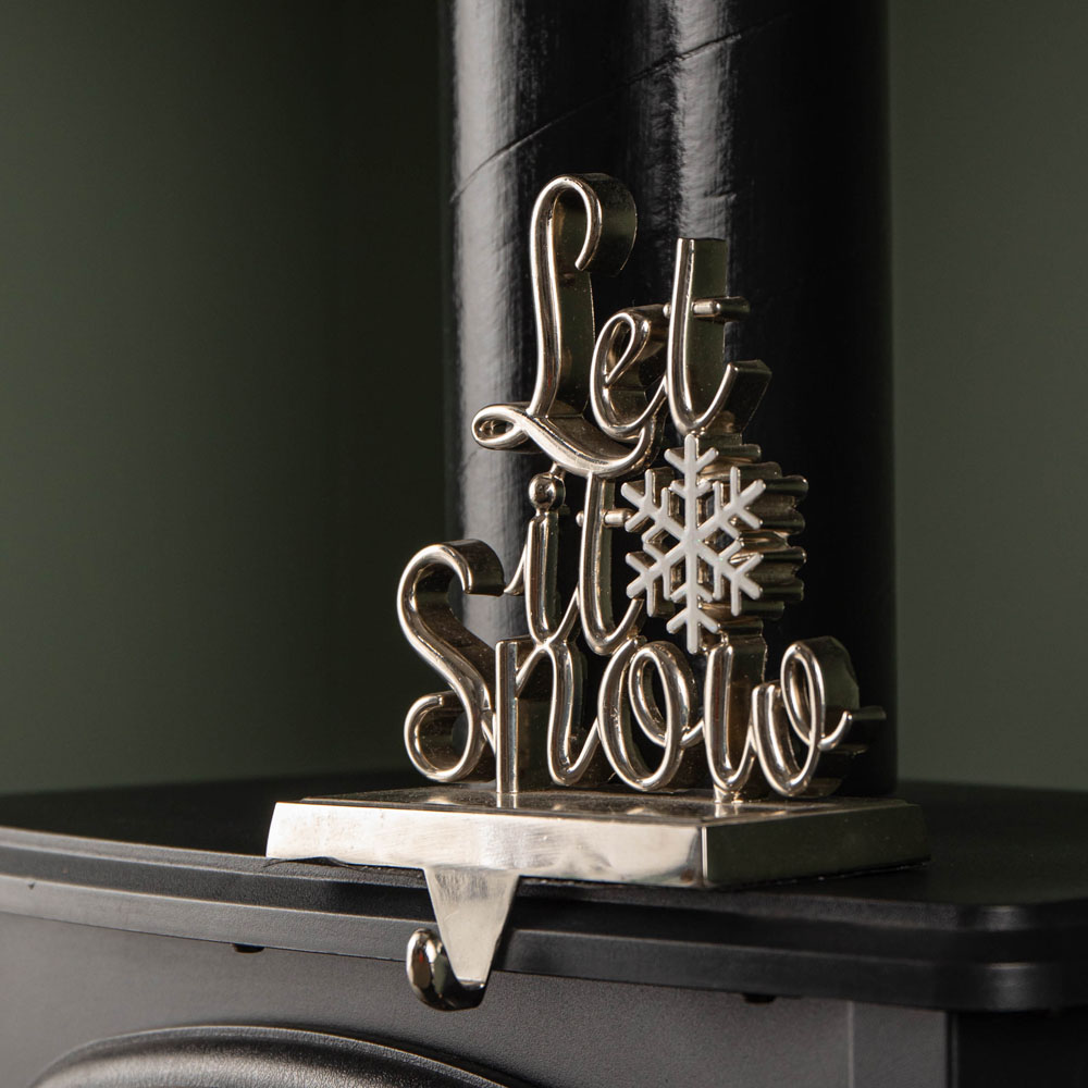 Samuel Alexander Silver Let it Snow Christmas Stocking Hanger 22cm Image 6