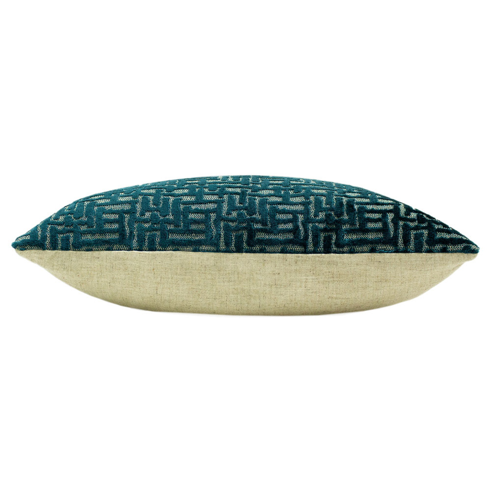 Paoletti Delphi Teal Velvet Jacquard Cushion Image 4