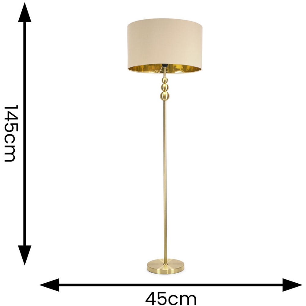 ValueLights Marissa Beige and Gold Shade Gold Ball LED Floor Lamp Image 6