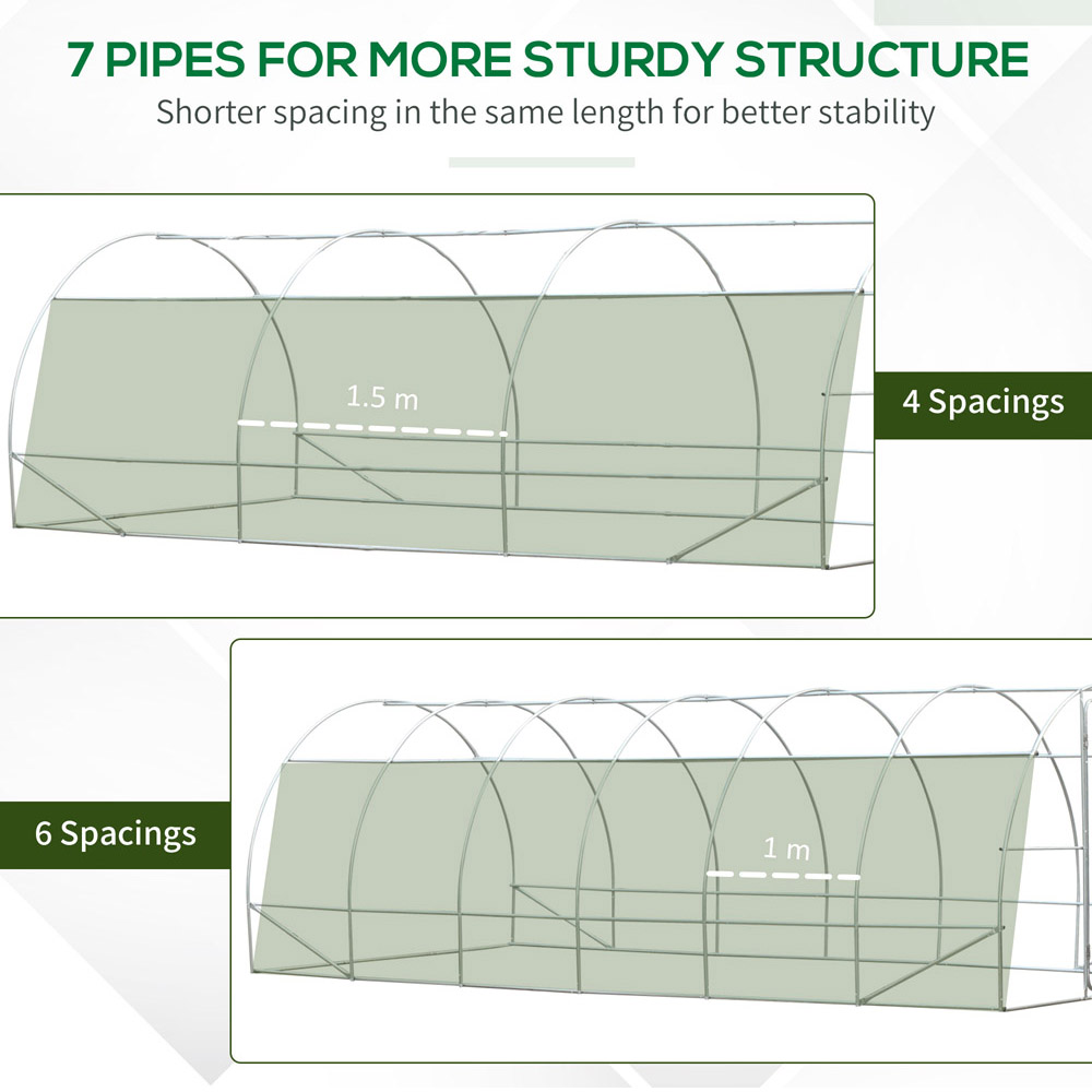 Outsunny Green Steel 10 x 20ft Walk In Polytunnel Greenhouse Image 6