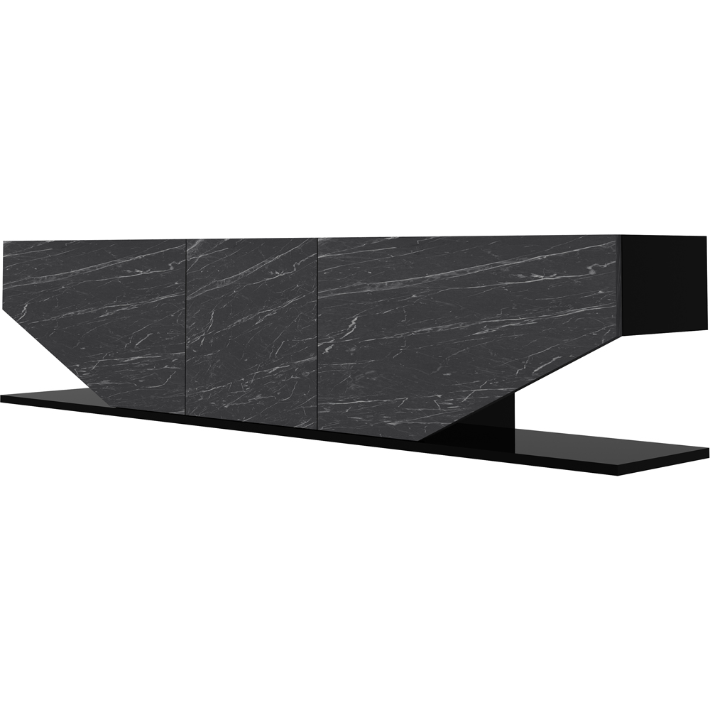 Decorotika Pearl 3 Door 2 Shelf Black and Bendire Modern TV Unit Image 4