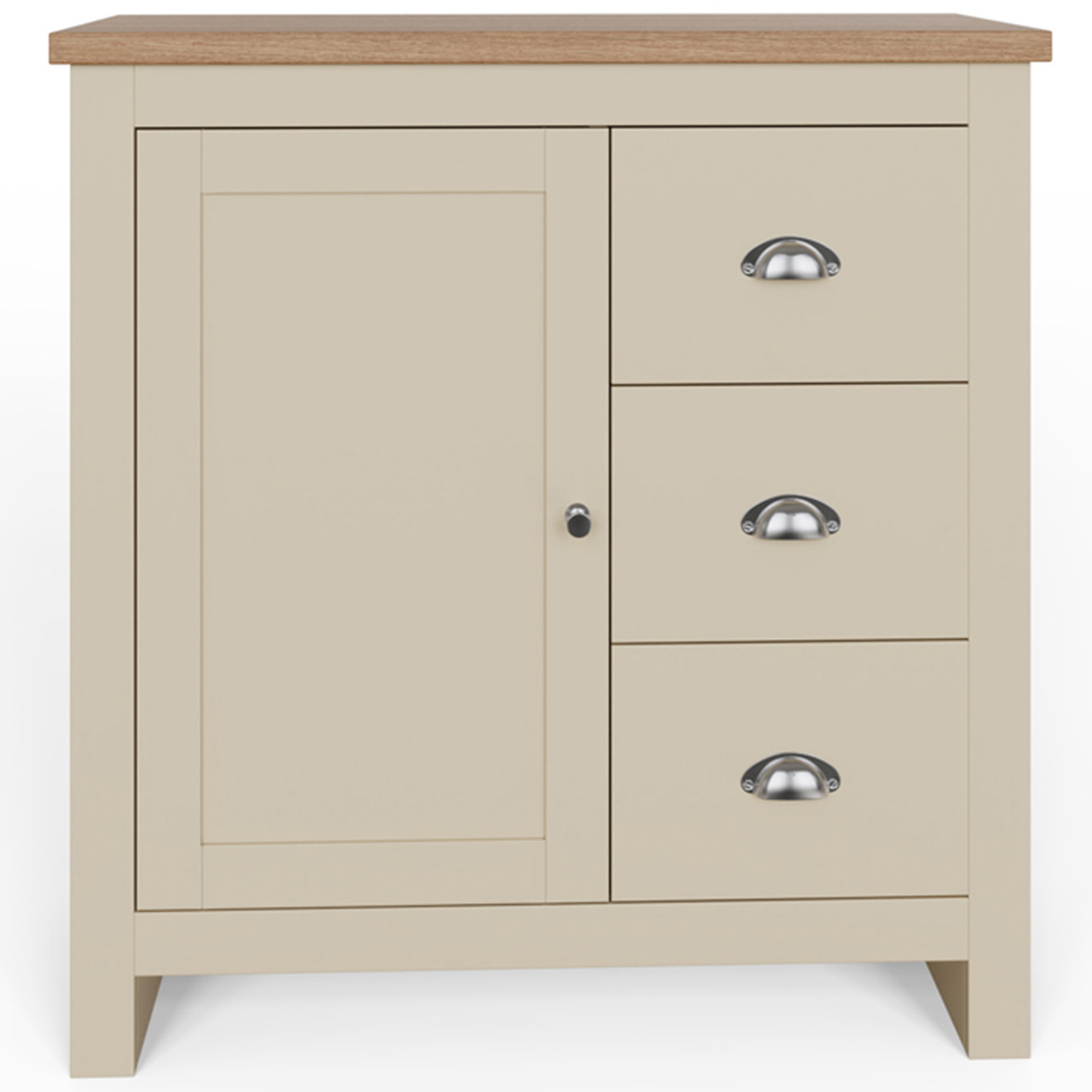 GFW Lancaster Single Door 3 Drawer Cream Sideboard Image 2
