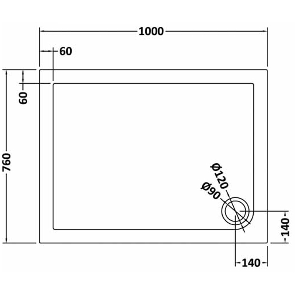 nuie Slate Grey Rectangular Shower Tray 1000 x 760mm Image 2