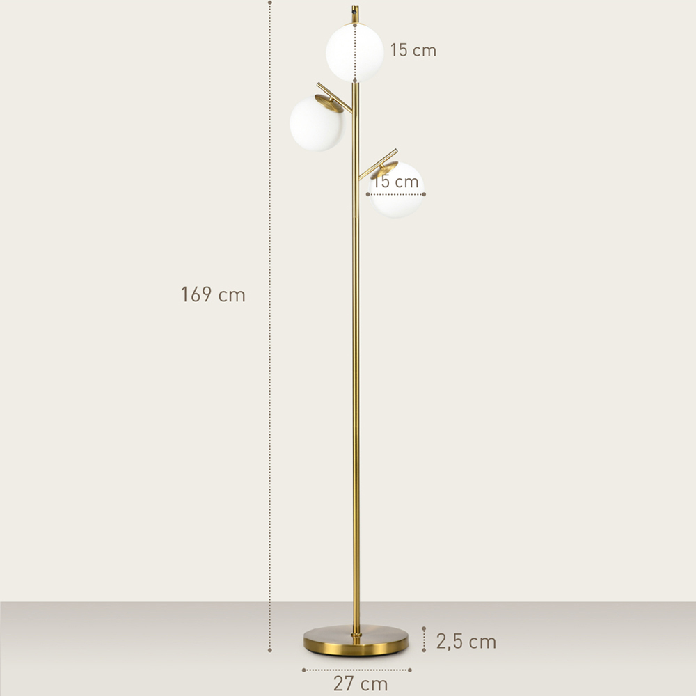 HOMCOM Gold 3 Light Tree Floor Lamp Image 9