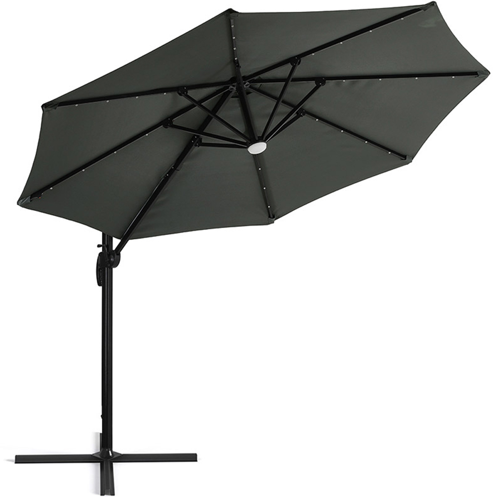 Living and Home Dark Grey LED Rotatable Cantilever Parasol with Base 3m Image 6