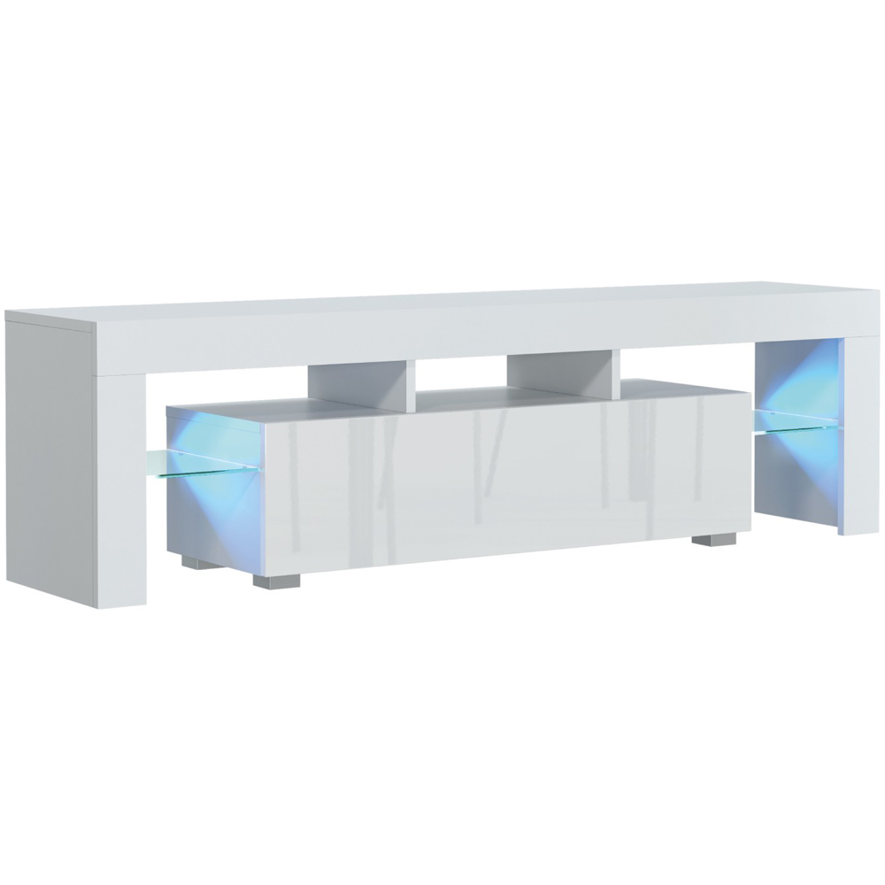 Creative Furniture Aria White and White Gloss Single Door 3 Shelf TV Unit with LED Image 2