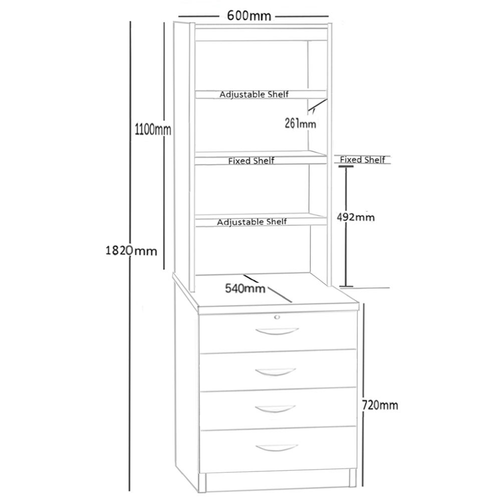 R White Cabinets 4 Drawer 4 Shelf White Chest of Drawers Image 5