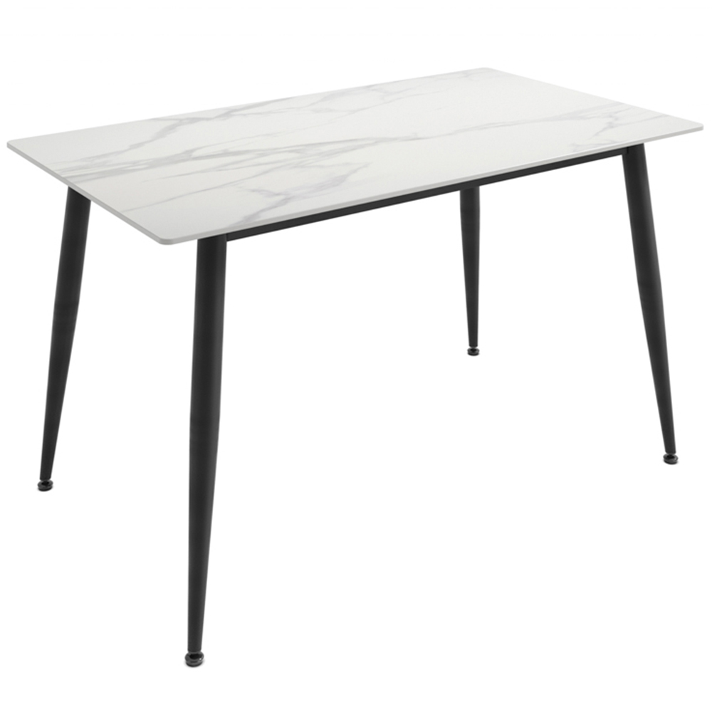 Luna Marble Effect 4 Seater Dining Set White and Grey Image 6