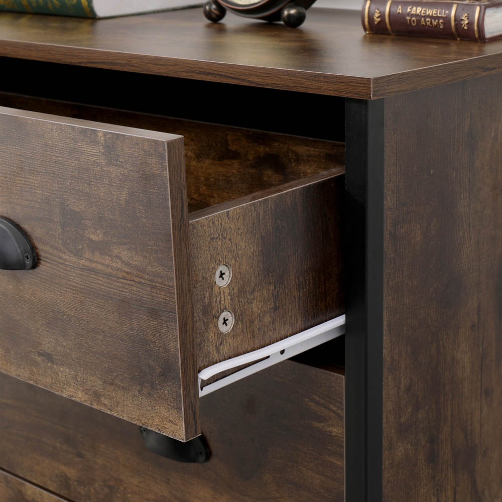 FurnitureHMD 4 Drawer Brown and Black Industrial Wooden Chest of Drawers Image 6
