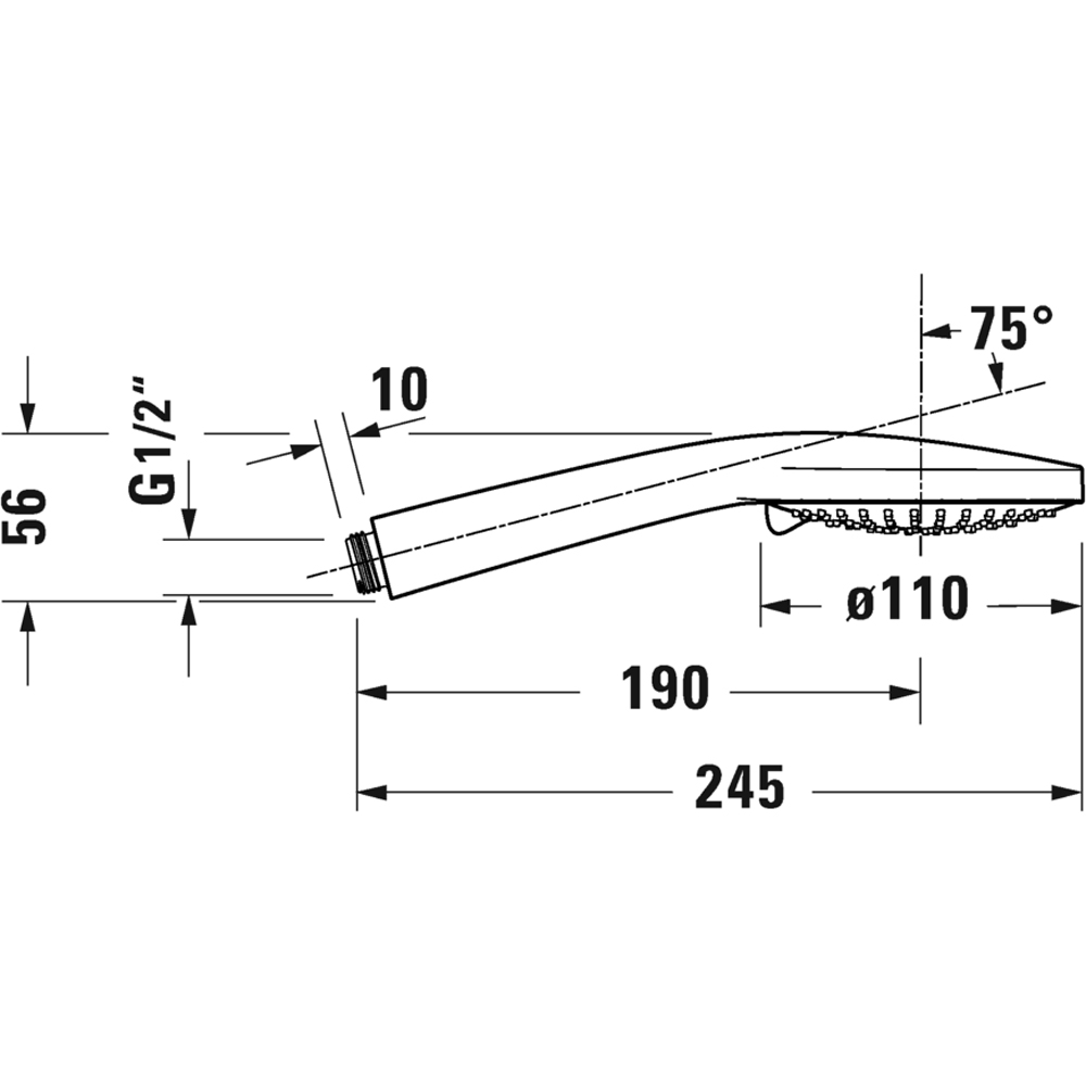 Duravit D110 MinusFlow Chrome 3 Jet Hand Shower Image 2