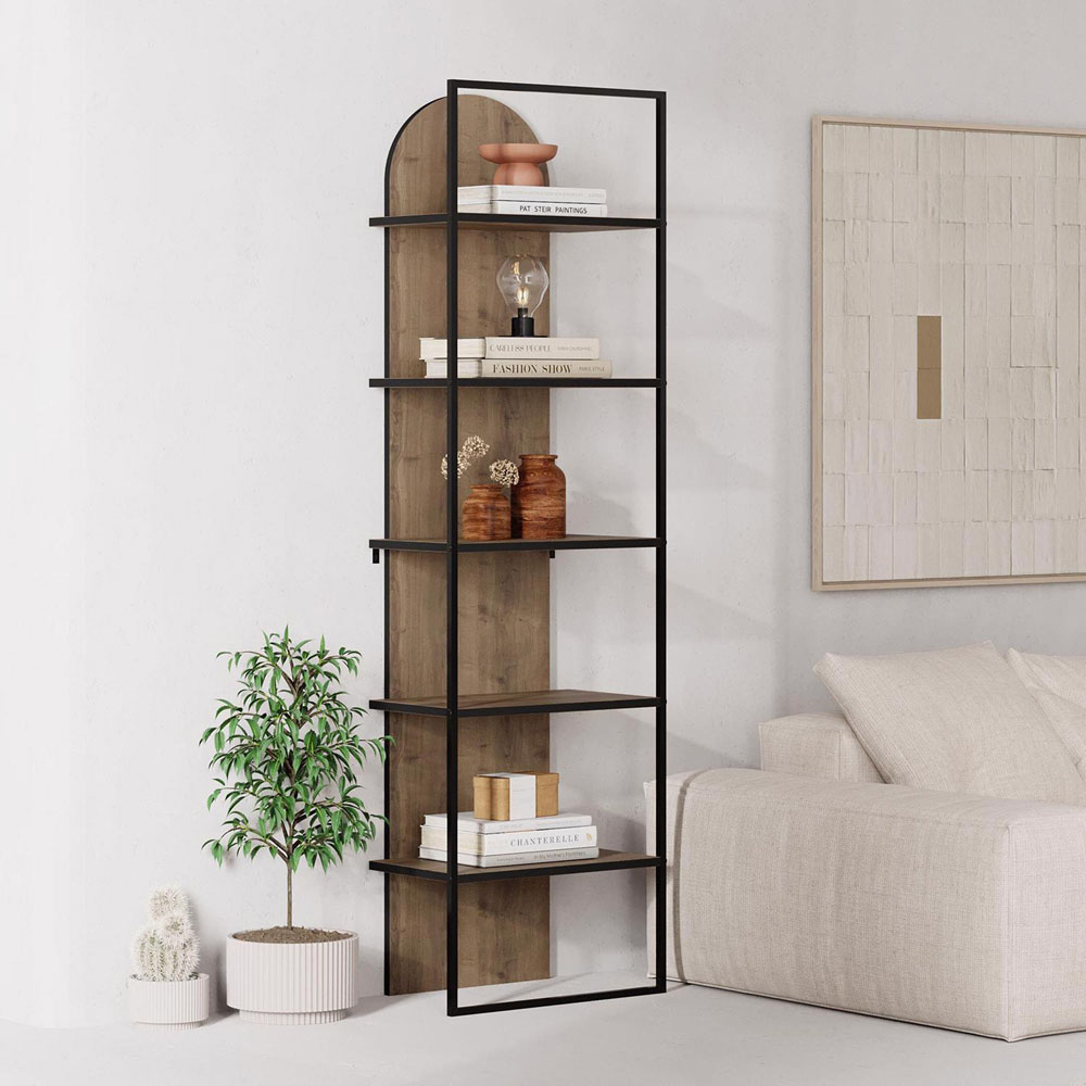 FWStyle Archy 5 Tier Dark Oak Dual Tone Bookcase Display Unit Image 6