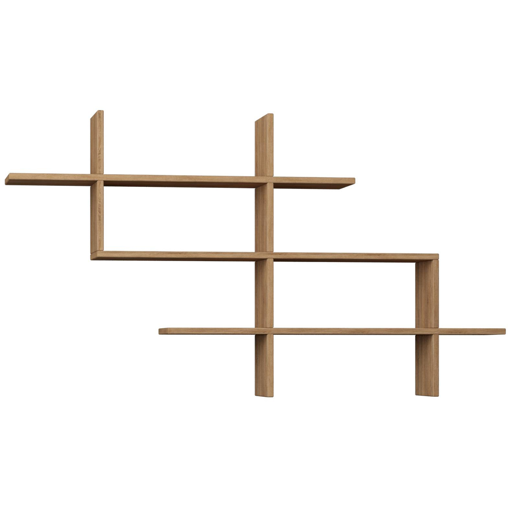 Decortie Halic 3 Shelf Oak Wall Mounted Bookcase Image 2