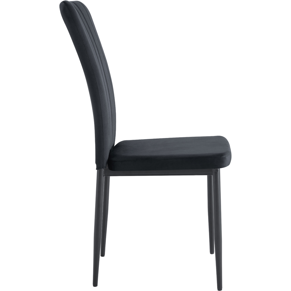 Elle Set of 4 Black Velvet Effect Plush Padded Upholstered Dining Chair Image 4
