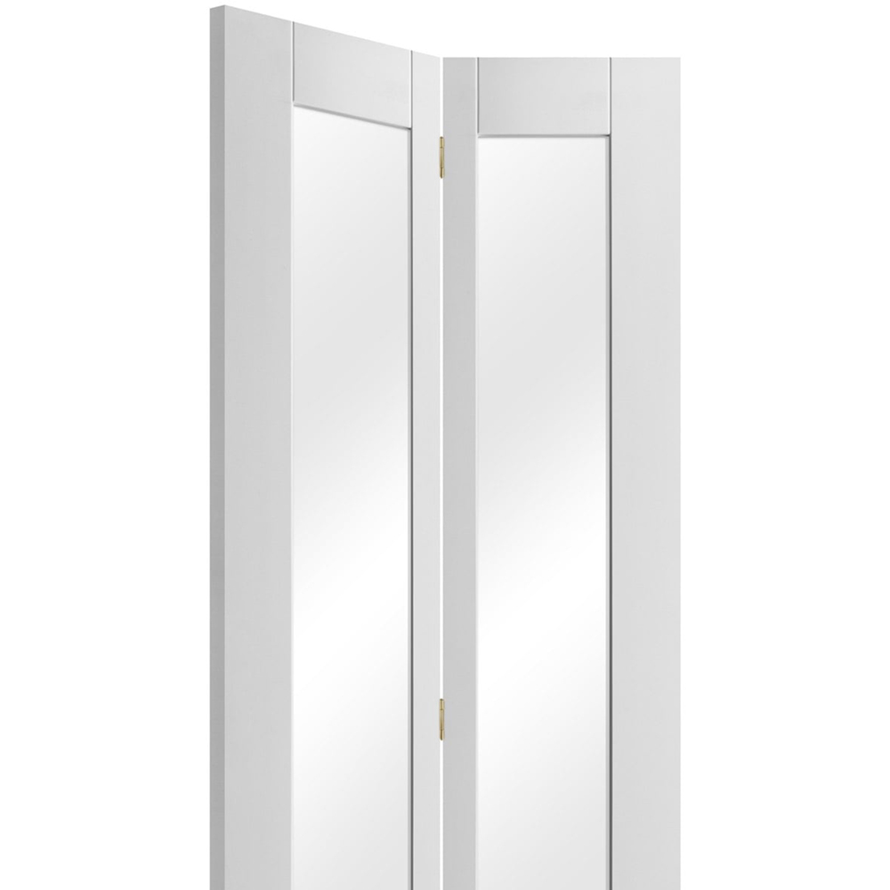 White Primed Pattern 10 2 Light Clear Glass Bi-Fold Internal Door 1981 x 762mm Image 2
