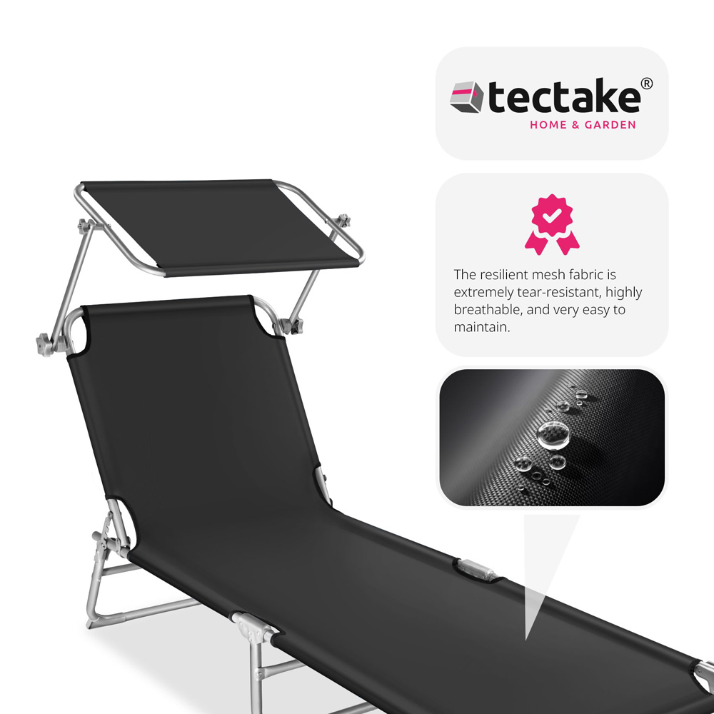 tectake Set of 2 Black 4 Step Backrest Foldable Sun Lounger Image 8
