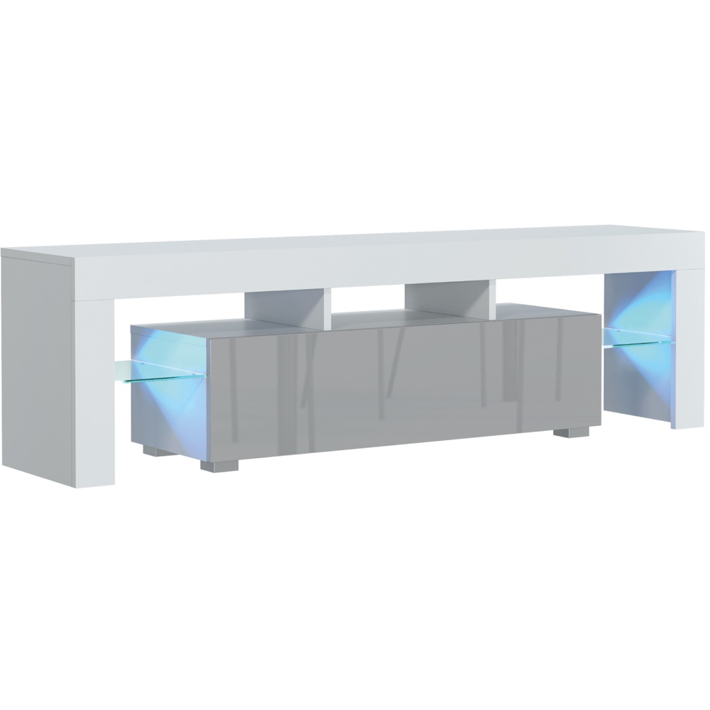 Creative Furniture Aria White and Grey Gloss Single Door 3 Shelf TV Unit with LED Image 2