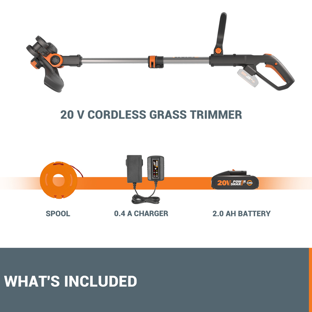 Worx WG163E 20V Cordless 30cm Grass Trimmer with Batteries and a Charger Image 5