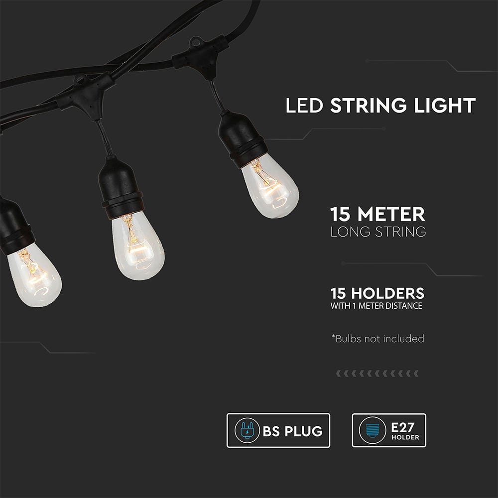 V-TAC 15 Bulb Holder Festoon String Light Image 7