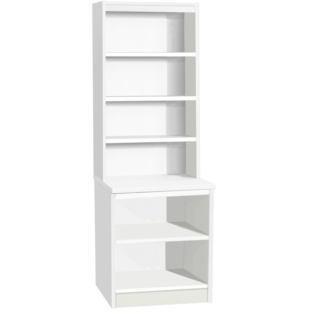 R White Cabinets 6 Shelf White Desk Height Bookcase with Hutch Image 2