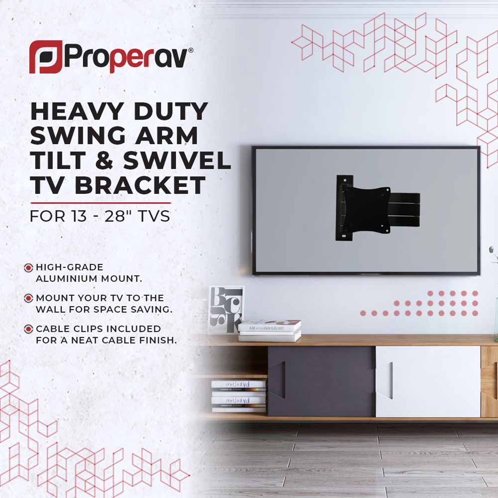 Properav Black Heavy Duty Swing Arm TV Wall Bracket 13 to 28 inch Image 4