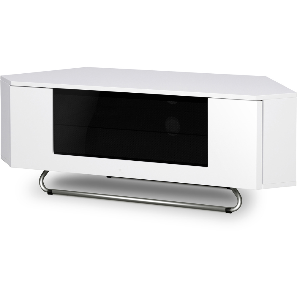 Centurion Supports Hampshire Single Door 4 Shelf Gloss White and Black TV Cabinet Image 2