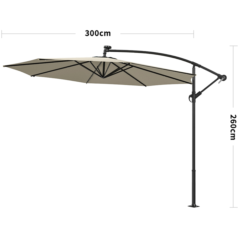 Living and Home Beige LED Cantilever Parasol 3m Image 8