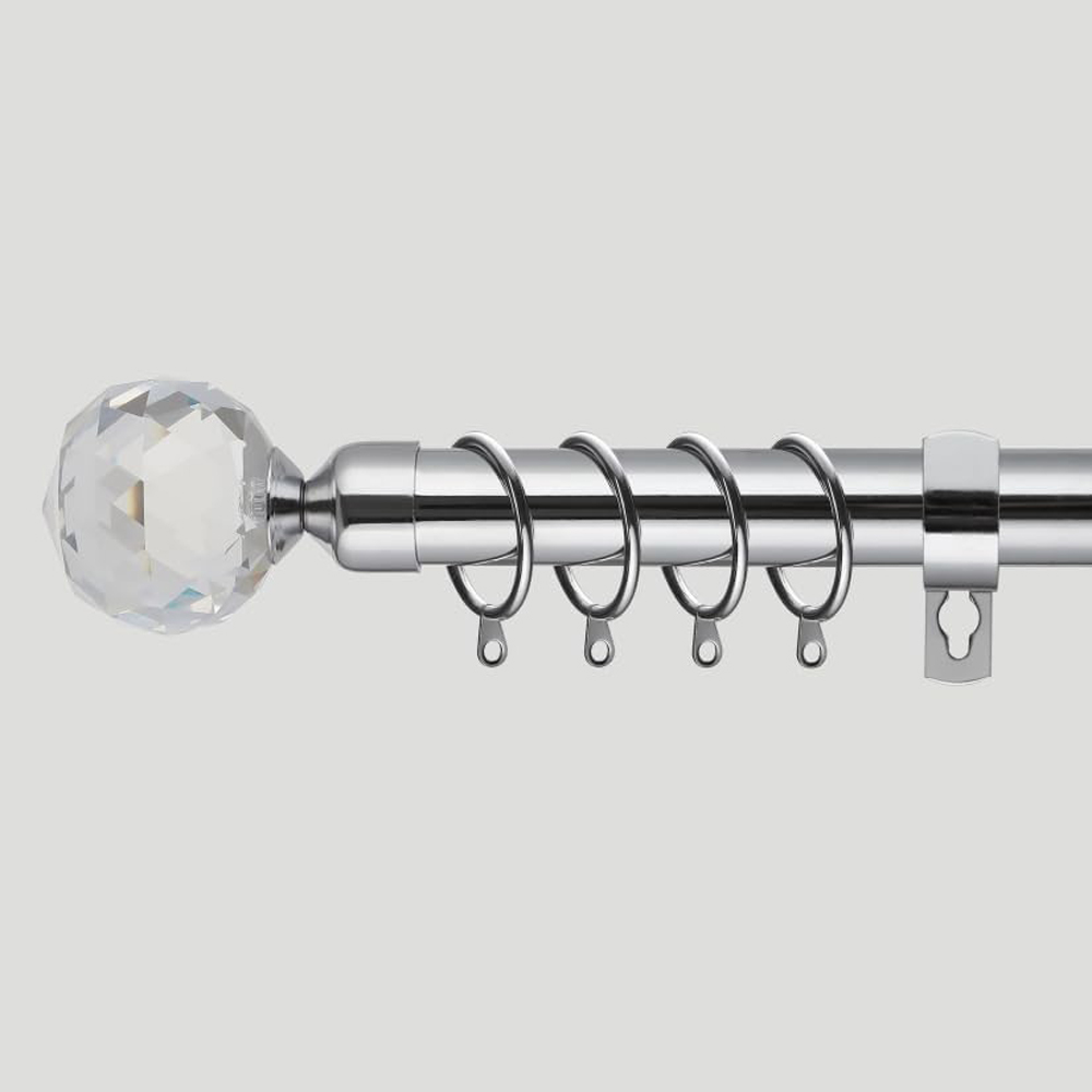 Home Treats 40 to 325cm Extendable Chrome Metal Crystal Curtain Pole Image 5