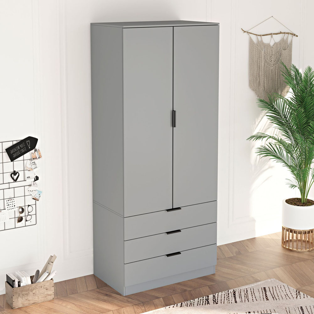 Home Source Phoenix 2 Door 3 Drawer Grey Wardrobe Image 9