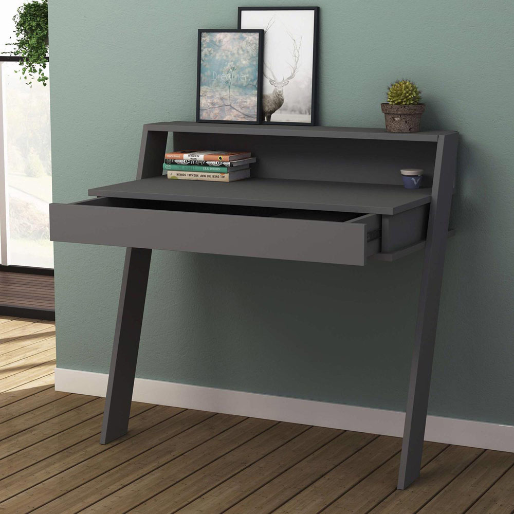 FWStyle Cowork Single Drawer Single Shelf Anthracite Wall Mounted Desk Image 4