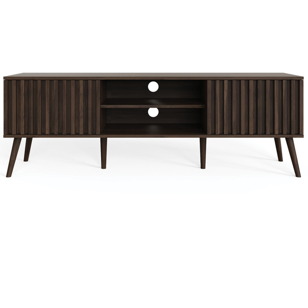 GFW Rowan 2 Door 2 Shelf Walnut Slatted TV Unit Image 4