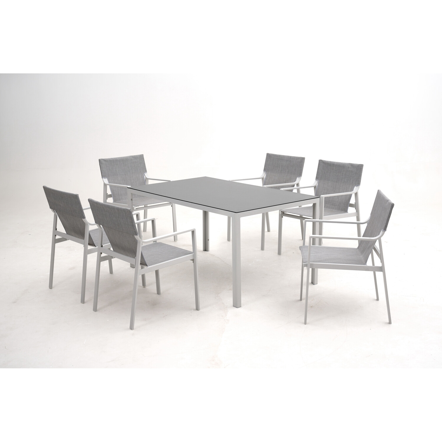 Malay Outdoor Essentials Manila 6 Seater Dining Set Grey Image 2