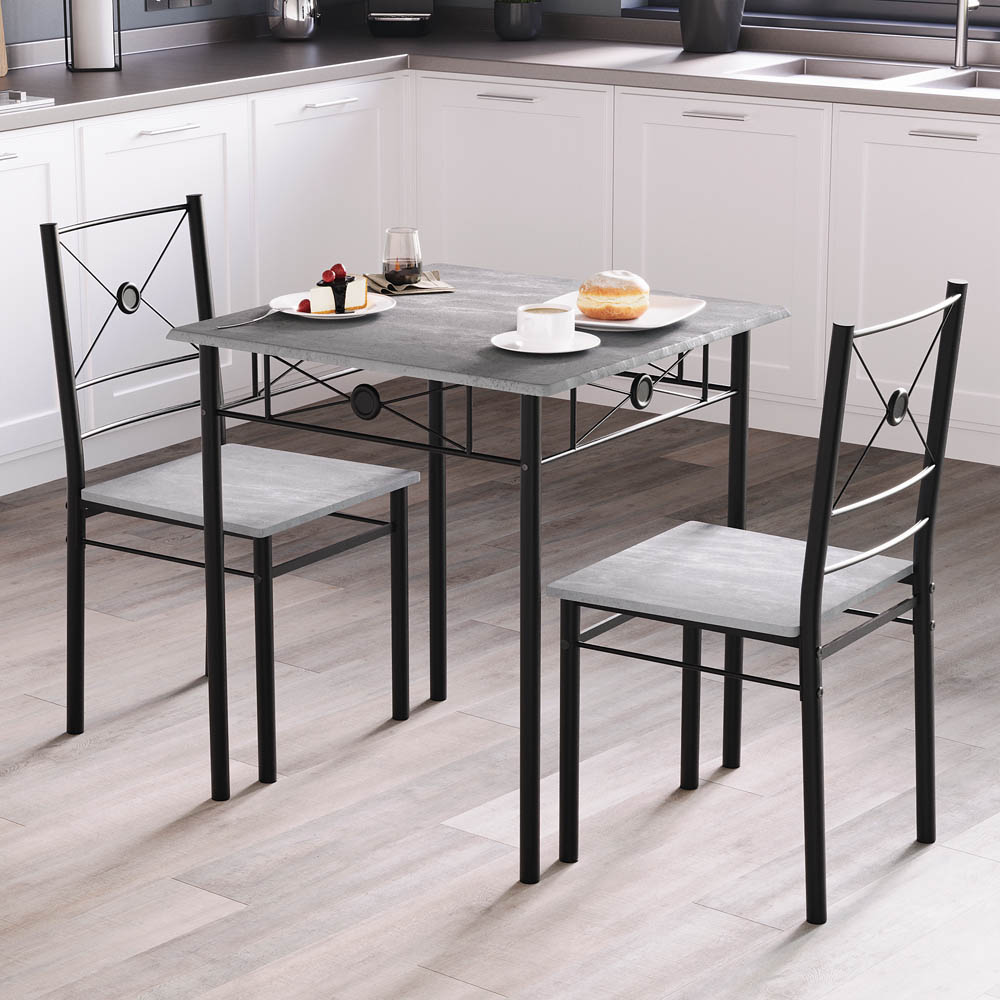 Vida Designs Roslyn 2 Seater Square Dining Set Concrete Grey Image 3