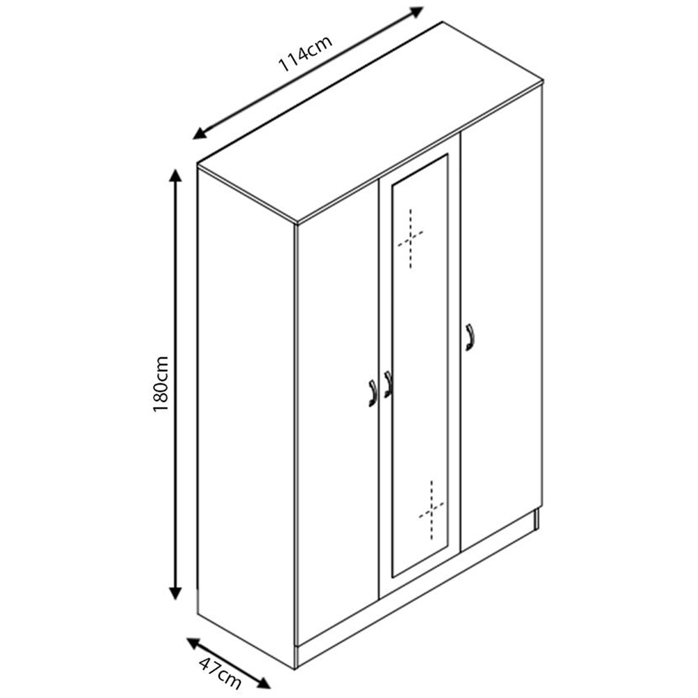 FWStyle Chilton 3 Door Black Gloss Mirrored Wardrobe Image 6
