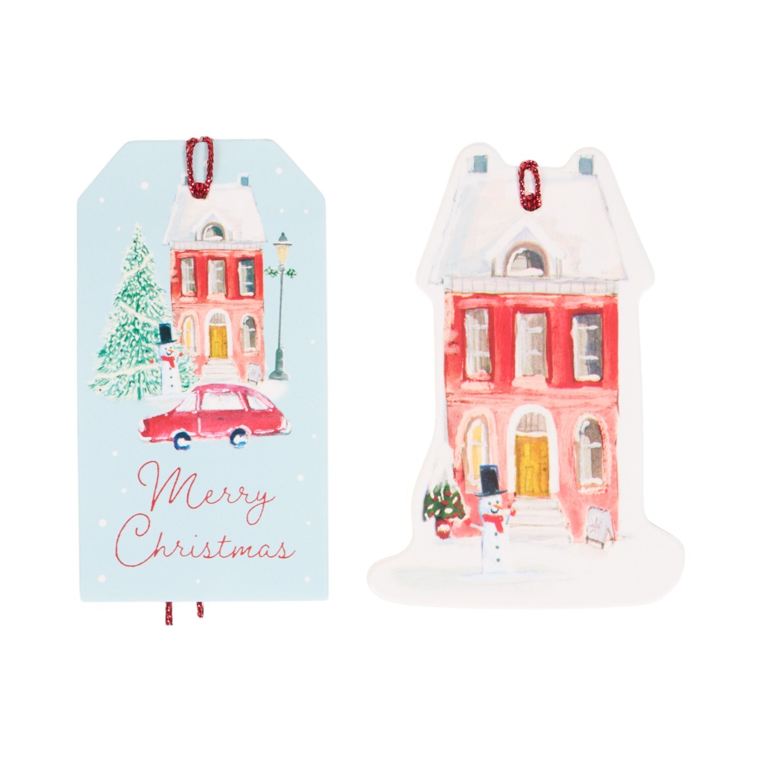 Pack of 12 Festive House Gift Tags Blue Image 2