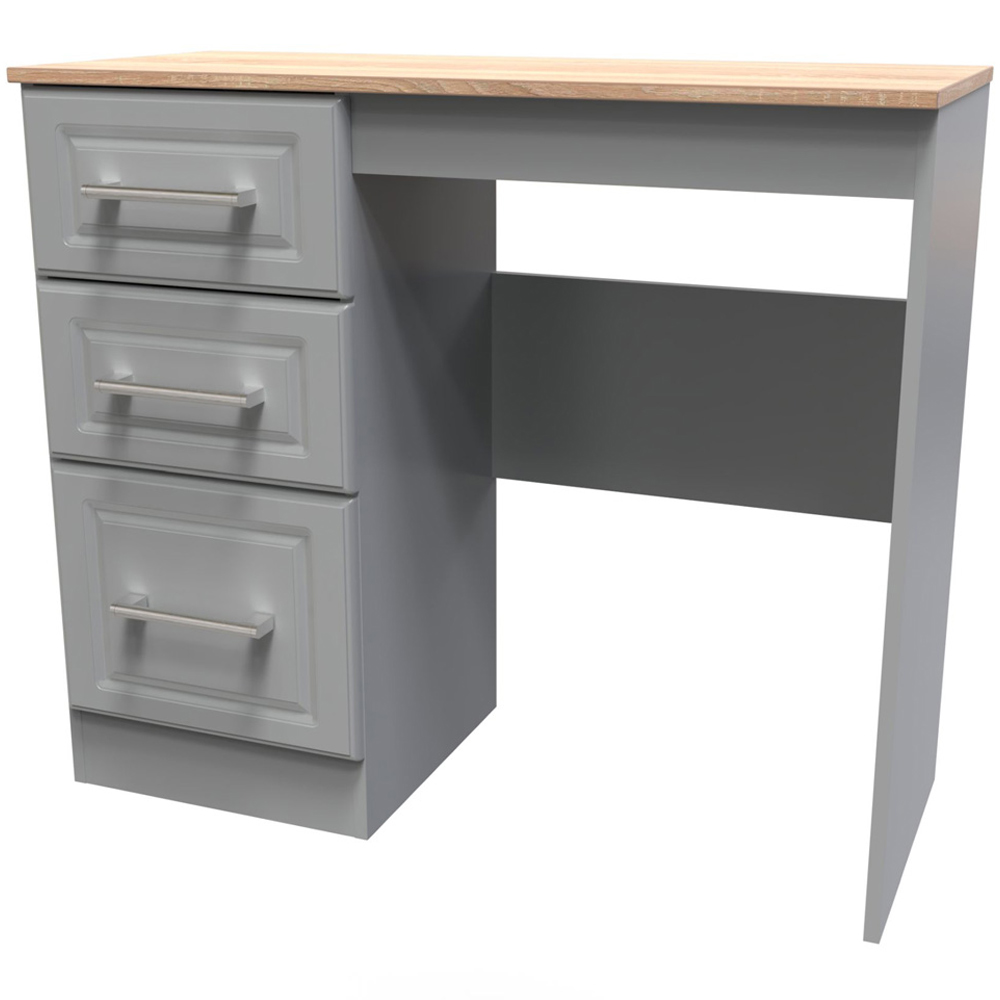 Crowndale Kent 3 Drawer Dusk Grey Bardolino Oak Vanity Dressing Table Image 2