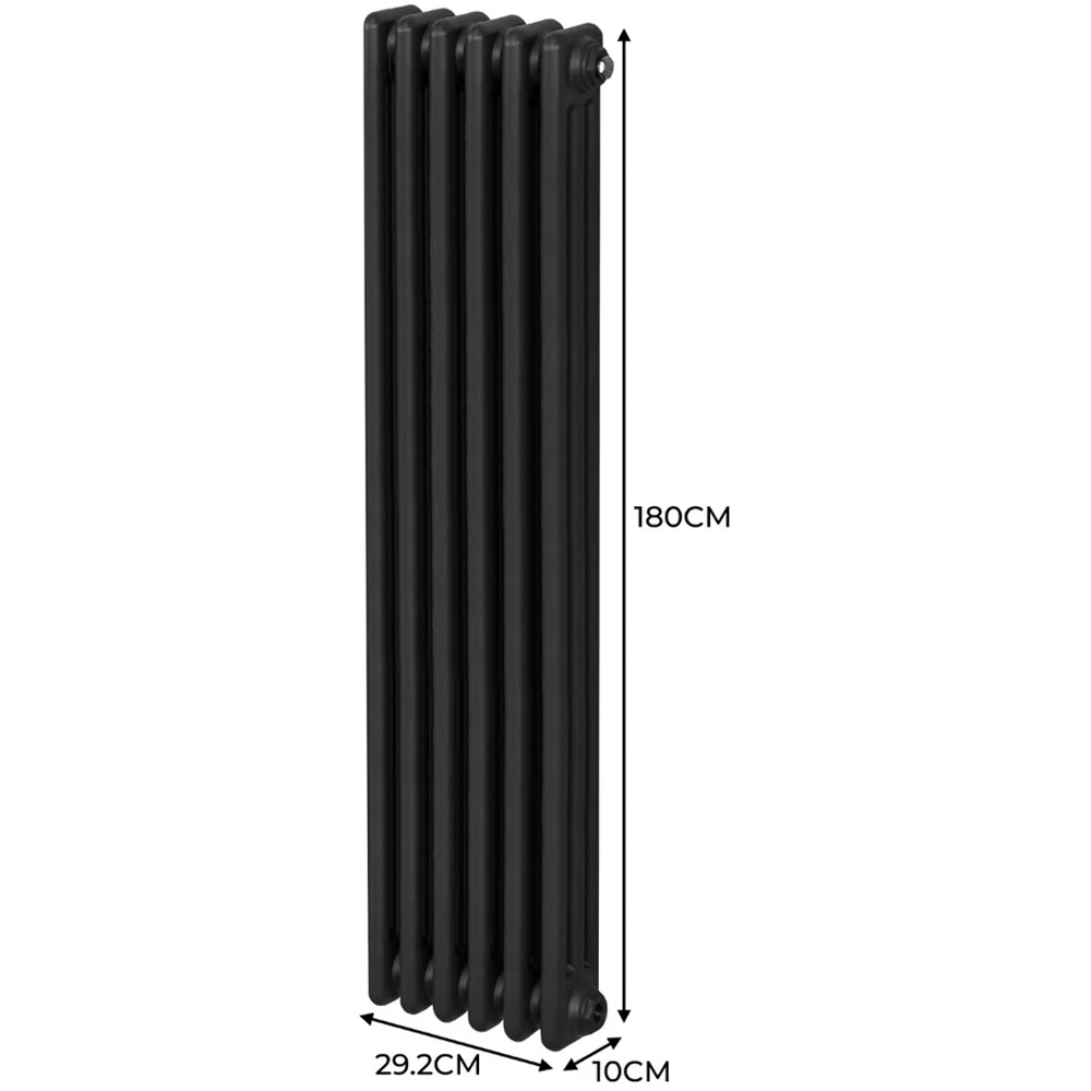 Monster Shop 3957 BTU Black Traditional 3 Column Radiator 1800 x 292mm Image 6