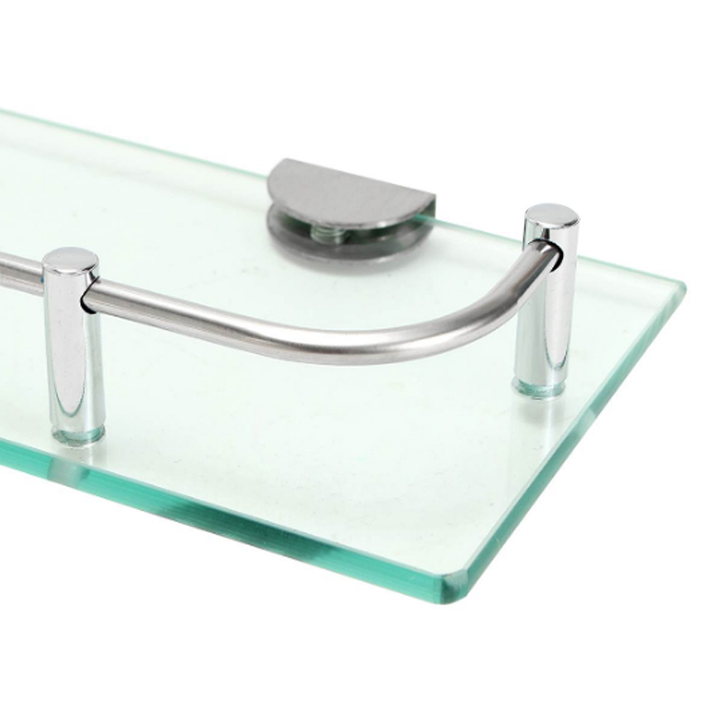 Living and Home Single-Tier Silver Wall Mounted Bathroom Shelf Image 3