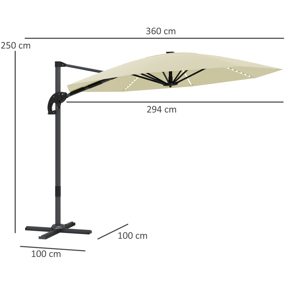 Outsunny 2 Tier Cream Solar LED Crank Handle Parasol with Cross Base 3m Image 9