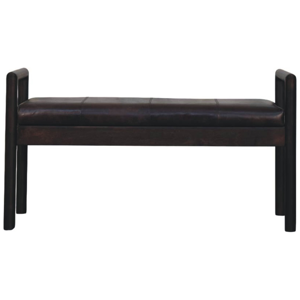Artisan Furniture Black Upholstered Solid Wood Gridline Bench Image 2